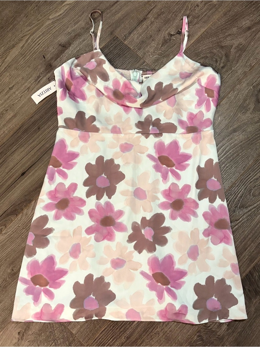 NWT Sunday Best Spencer Dress Satin Cowl neck mini dress large